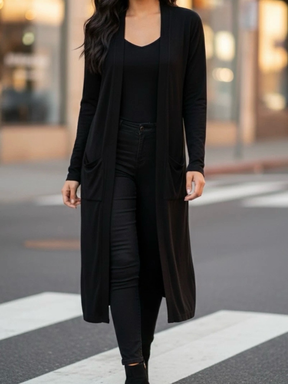 PREMISE Women's Long Black Duster Cardigan *NWT*